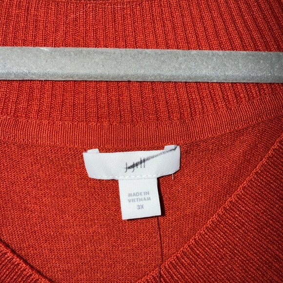 NWT Womens Red Orange Rust V-Neck Sweater 3X By JJill - Picture 4 of 4